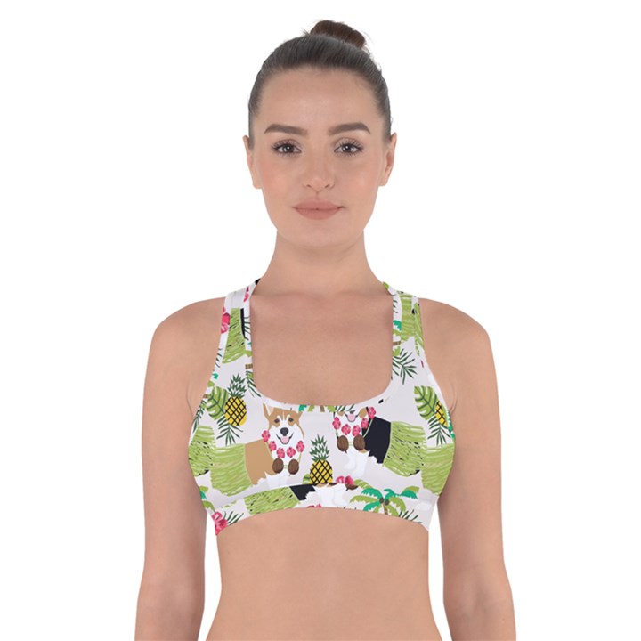 Corgis Pattern Cross Back Sports Bra