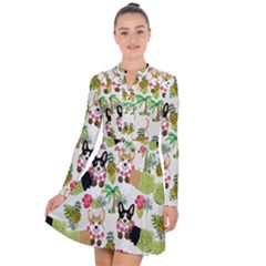 Corgis Pattern Long Sleeve Panel Dress by Sudhe