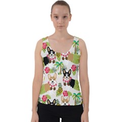 Corgis Pattern Velvet Tank Top by Sudhe