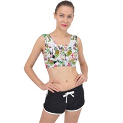 Corgis Pattern V-back Sports Bra by Sudhe