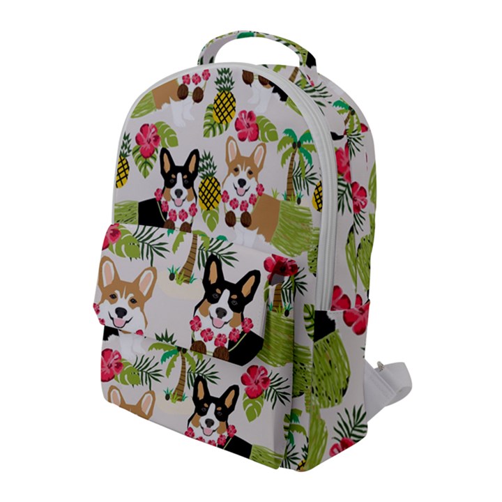 Corgis Pattern Flap Pocket Backpack (Large)