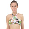 Corgis Pattern High Neck Bikini Top View1