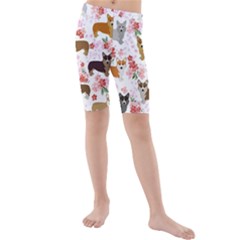 Corgis Corgi Pattern Kids  Mid Length Swim Shorts by Sudhe