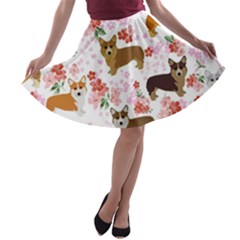 Corgis Corgi Pattern A-line Skater Skirt by Sudhe