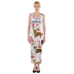 Corgis Corgi Pattern Fitted Maxi Dress by Sudhe