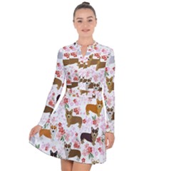 Corgis Corgi Pattern Long Sleeve Panel Dress by Sudhe