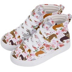 Corgis Corgi Pattern Kids  Hi-top Skate Sneakers by Sudhe