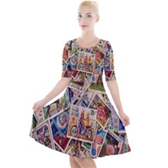 Stamp Quarter Sleeve A-line Dress by ArtworkByPatrick