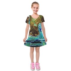 Wood Horsey-1-1 Kids  Short Sleeve Velvet Dress by bestdesignintheworld