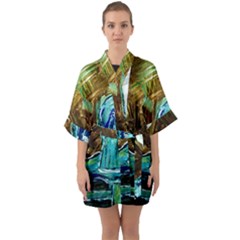 Wood Horsey-1-1 Half Sleeve Satin Kimono 