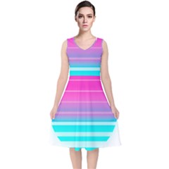 Portable Network Graphics V-neck Midi Sleeveless Dress  by Sudhe