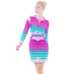 Portable Network Graphics Button Long Sleeve Dress by Sudhe