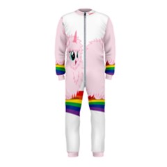 Pink Fluffy Unicorns Dancing On Rainbows Drawing Onepiece Jumpsuit (kids) by Sudhe