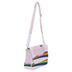 Pink Fluffy Unicorns Dancing On Rainbows Drawing Shoulder Bag With Back Zipper by Sudhe