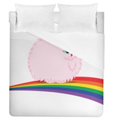 Pink Fluffy Unicorns Dancing On Rainbows Drawing Duvet Cover (queen Size) by Sudhe