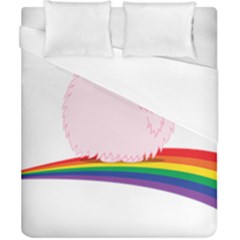 Pink Fluffy Unicorns Dancing On Rainbows Drawing Duvet Cover (california King Size) by Sudhe