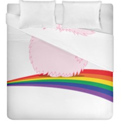 Pink Fluffy Unicorns Dancing On Rainbows Drawing Duvet Cover Double Side (king Size) by Sudhe