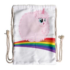 Pink Fluffy Unicorns Dancing On Rainbows Drawing Drawstring Bag (large) by Sudhe