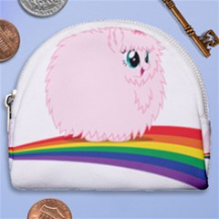 Pink Fluffy Unicorns Dancing On Rainbows Drawing Horseshoe Style Canvas Pouch by Sudhe