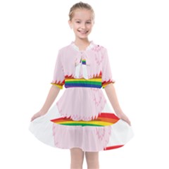 Pink Fluffy Unicorns Dancing On Rainbows Drawing Kids  All Frills Chiffon Dress