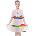 Pink Fluffy Unicorns Dancing On Rainbows Drawing Kids  All Frills Chiffon Dress View1