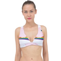 Pink Fluffy Unicorns Dancing On Rainbows Drawing Classic Banded Bikini Top