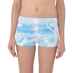 Anchor Watercolor Painting Blue Boyleg Bikini Bottoms by Sudhe