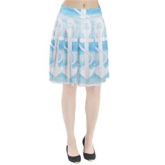 Anchor Watercolor Painting Blue Pleated Skirt by Sudhe