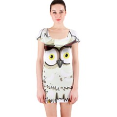 Owl Bird Eyes Cartoon Good Short Sleeve Bodycon Dress by Sudhe