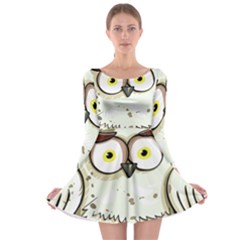 Owl Bird Eyes Cartoon Good Long Sleeve Skater Dress by Sudhe