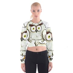 Owl Bird Eyes Cartoon Good Cropped Sweatshirt by Sudhe