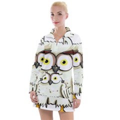 Owl Bird Eyes Cartoon Good Women s Long Sleeve Casual Dress by Sudhe