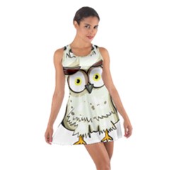 Owl Bird Eyes Cartoon Good Cotton Racerback Dress by Sudhe