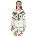 Owl Bird Eyes Cartoon Good Long Sleeve Chiffon Shift Dress  View1