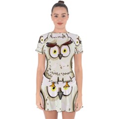 Owl Bird Eyes Cartoon Good Drop Hem Mini Chiffon Dress by Sudhe