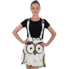 Owl Bird Eyes Cartoon Good Velvet Suspender Skater Skirt by Sudhe