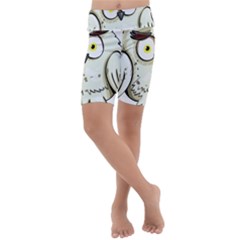 Owl Bird Eyes Cartoon Good Kids  Lightweight Velour Cropped Yoga Leggings by Sudhe