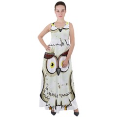 Owl Bird Eyes Cartoon Good Empire Waist Velour Maxi Dress by Sudhe