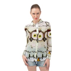 Owl Bird Eyes Cartoon Good Long Sleeve Chiffon Shirt