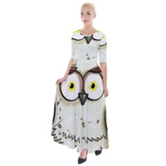 Owl Bird Eyes Cartoon Good Half Sleeves Maxi Dress by Sudhe