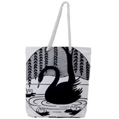 Vintage Swan Bird Nature Water Full Print Rope Handle Tote (large) by Sudhe