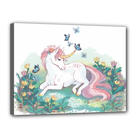 Illustration Vector Unique Unicorn Canvas 16  X 12  (stretched) by Sudhe