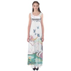 Illustration Vector Unique Unicorn Empire Waist Maxi Dress by Sudhe