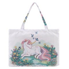 Illustration Vector Unique Unicorn Zipper Medium Tote Bag by Sudhe