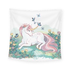 Illustration Vector Unique Unicorn Square Tapestry (small) by Sudhe