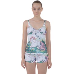 Illustration Vector Unique Unicorn Tie Front Two Piece Tankini by Sudhe