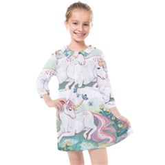 Illustration Vector Unique Unicorn Kids  Quarter Sleeve Shirt Dress