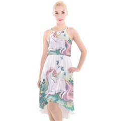 Illustration Vector Unique Unicorn High-low Halter Chiffon Dress  by Sudhe