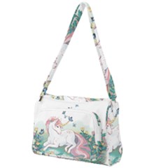 Illustration Vector Unique Unicorn Front Pocket Crossbody Bag by Sudhe