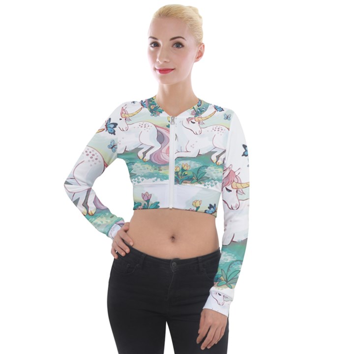 Illustration Vector Unique Unicorn Long Sleeve Cropped Velvet Jacket